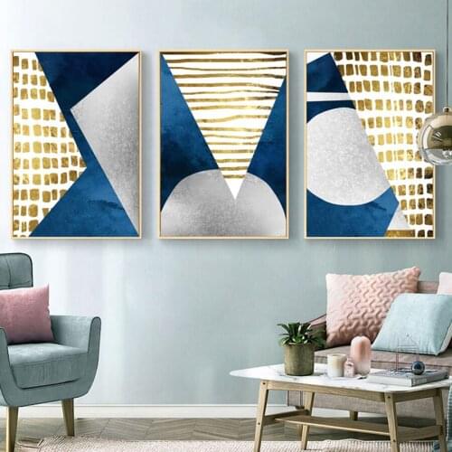 Nordic Abstract Golden Blue Geometry DIY Diamond Painting full square round diamond Embroidery Diamond cross stitch home decor