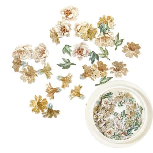 Mixed Rose Flower Leaf Nails Art Decoration Butterfly Bee Sequins DIY Nail Art Paillettes Wood Pulp Flakes Jewelry Manicure Tool