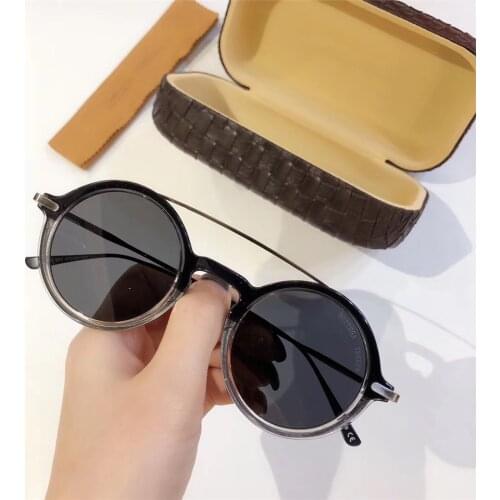 Vintage Retro Small Round Sunglasses Titanium Color Matched Acetate Polarized Sunlens Original Quality box women man sunglasses