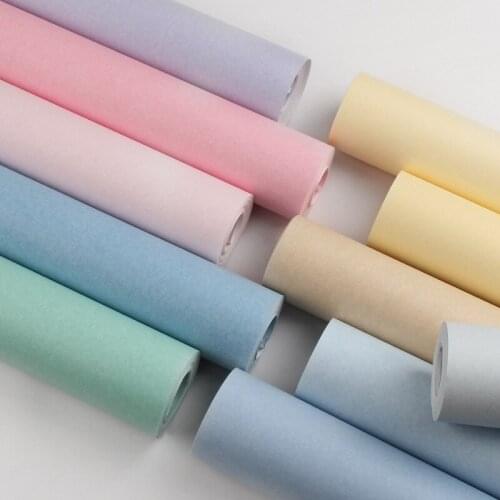 Nordic Modern Simple Plain Color Silk Non-woven Wallpapers Living Room Bedroom Theme Room Wallpaper for Bedroom Decor Stickers