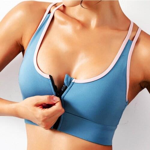 Aiithuug Women Zipper Push Up Sports Bras Vest Underwear Shockproof Breathable Gym Fitness Athletic Running Yoga Bh Sport Tops