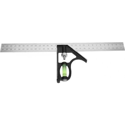 Protractor 300mm Adjustable Combination Square Angle Ruler 45/90 Degree with Bubble Level Escuadra De Carpintero Discount