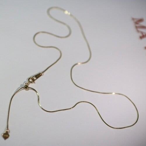 UBESTNICE Pure 18K Gold Trendy Simple Fine Jewelry AU750 Slim Snake Chain Push-out Shining Star For Women Party Gift Necklaces