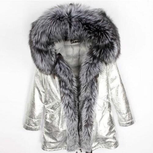 2020 new Fashion winter Womens real FOX fur collar Hooded long fur parka