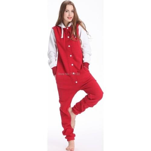 Baseball jumpsuits for women unisex playsuit hoodie fleece Romper Onesie