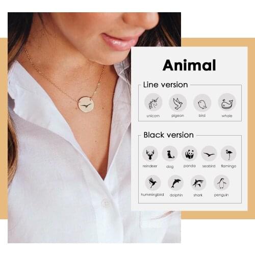 Visunion Customized Trrendy Pendant Necklace Dog Panda Style Engraved Necklace for Women Elegant Choker Necklace Jewelry Gift