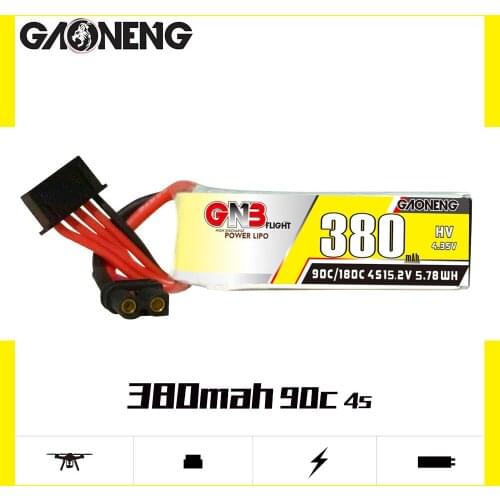Gaoneng GNB 380mAh 4S 15.2V 90C/180C HV Lipo Battery With XT30 Plug For FPV RC Drone Whoop Quadcopter Racing Drone Parts