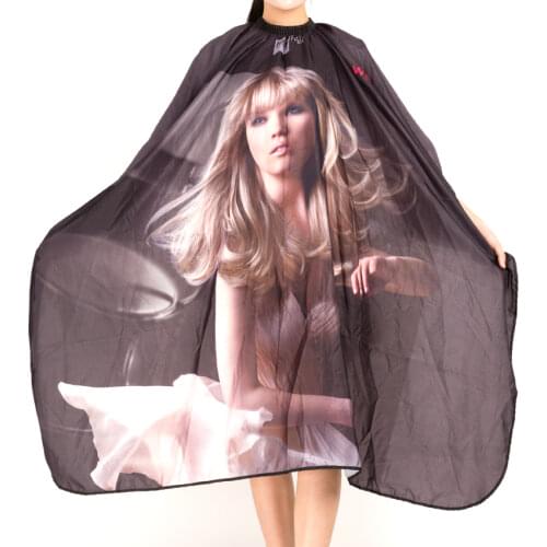 100% Nylon Antistatic Hair Barber Cape Salon Hair Wrap In Girl Printing Design Elegant Style Hairdressing Gown GB02 Light Weight