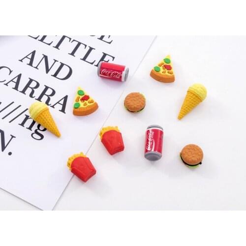 5pcs/pack Cute Eraser Cartoon Creative Burger Cola Fast Food Series Eraser Set School Student Supplies Gift