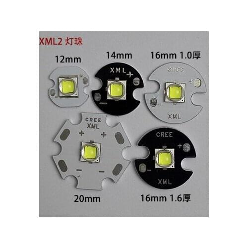 5pcs CREE XML2 white light(U2-1A) flashlight LED lamp bead high power leds 6500-7000K MAX 1100 lumens 12mm 14mm 16mm 20mm AL PCB