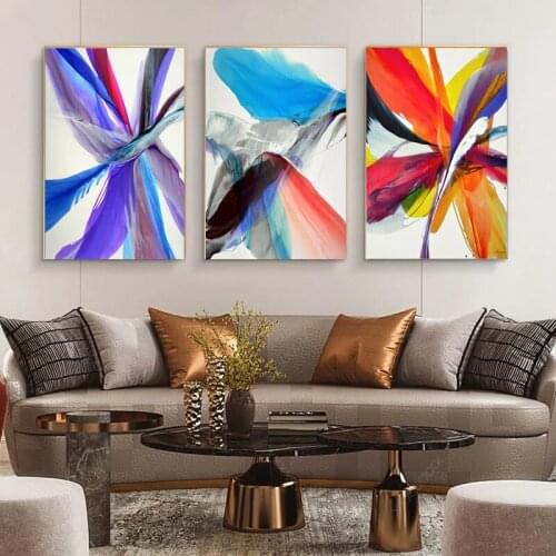 Watercolor Abstract Feathers of Hope Colorful HD Canvas Painting Print and Poster Wall Art Pictures Living Room Home Decoration