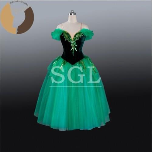 Free Shipping Adult/Girls Romantic Tutu Green Long Dresses Cinderella Skirt For Performance Velvet Bodies With Shorts AT1205