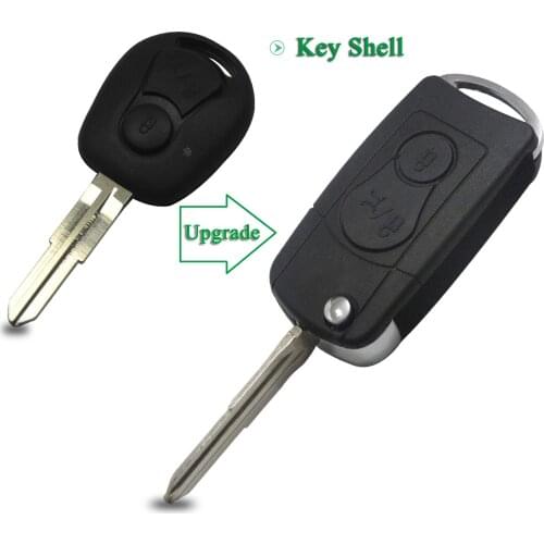 Bilchave Modified 2Buttons For Ssangyong Actyon Kyron Rexton Fob Flip Remote Key Shell Case With Uncut Blade Replacement