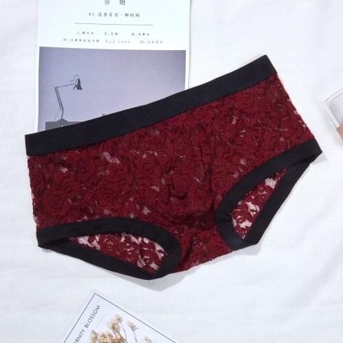 Men Boxers Lace Male Underwear Sexy Men Lingerie Men Comfortable Floral Print Underpants Ropa Interior Hombre U Pouch Shorts