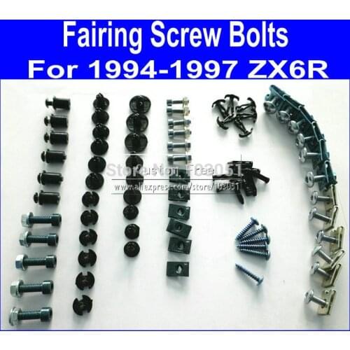 Motorcycle Fairing common screws bolt for KAWASAKI ZX6R 94-97 ZX 6R 1994 1995 1996 1997 black fairings bolts screw