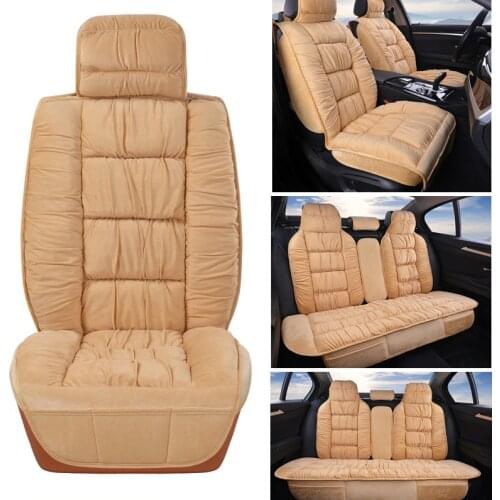 Warm Car Seat Cover Universal Winter Plush Cushion Faux Fur Material For Car Front Rear Seat Backrest Protector Mat