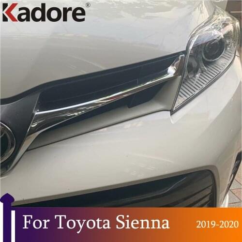 For Toyota Sienna 2019 2020 Chrome Styling Front Bumper Grille Decoration Molding Cover Decorative Trims Accessories