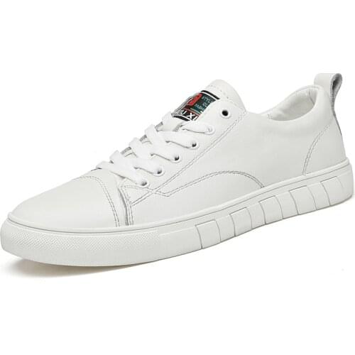 Four Seasons Board Toe Layer Cowhide Leather Shoes Plus Size 37-45 Formen Casual Flats Outdoor Hiking Sneakers Genuine Leather