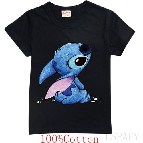 Disney New Boys Girls Boys Stitch Short Sleeve T-Shirt Tee Tops Children Costume Cosplay Clothes Kids Stitch Tees O-Neck