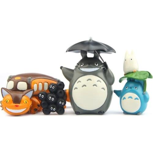 Ghibli Anime Totoro Bus Cat Dust Elf Action Figures Car Ornaments Miyazaki Hayao Model Toys Fairy Garden Miniatures Home Decor
