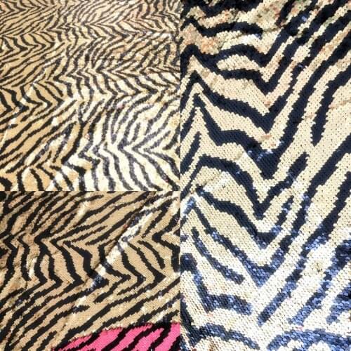 GLace 1Y/lot fashion golden tiger pattern african mesh sequin fabric women shiny dress bag accessories TX1173