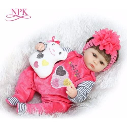 NPK bebes reborn doll 43cm soft silicone reborn toddler baby dolls com corpo de silicone menina Christmas gifts doll