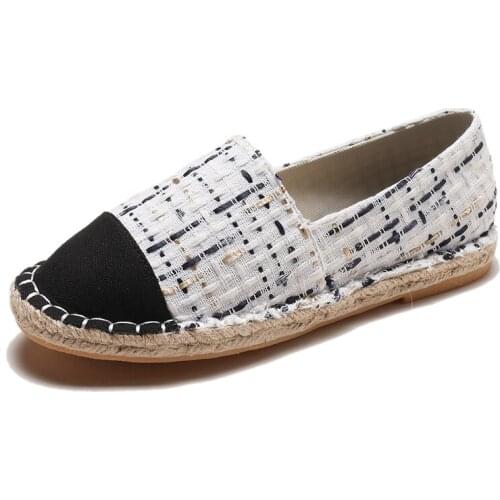 Casual Loafers Shoes Women Flats Autumn New Fisherman Shoes Canvas Hemp Women Shoes Comfortable Mules Plus Size