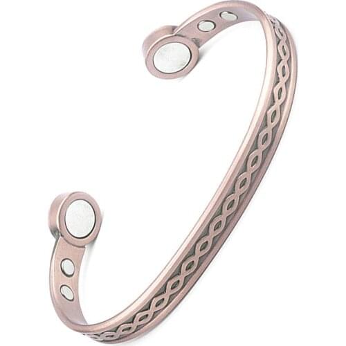 Fashion Classic Punk Rose Gold Magnetic Therapy Open Bracelet Bangle Mens Casual Health Jewelry Giftwelry