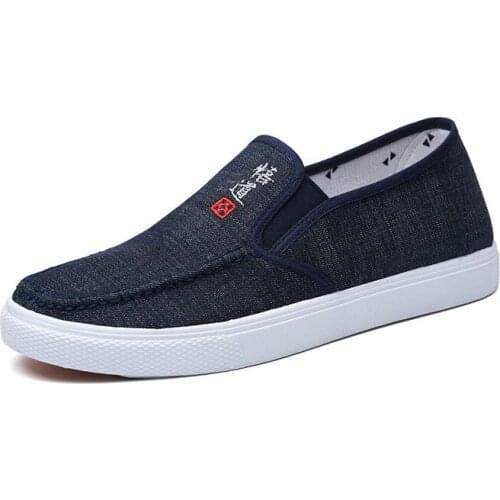 2021 Spring Autumn New Chinese Style Mens Vulcanize Shoes Low Heel Slip-on Shallow Casual Canvas Shoes Breathable for Daily