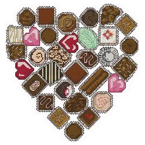 11-Chocolate Heart 31-31 cross stitch kits single color simple aida fabric white canvas cotton thread embroidery