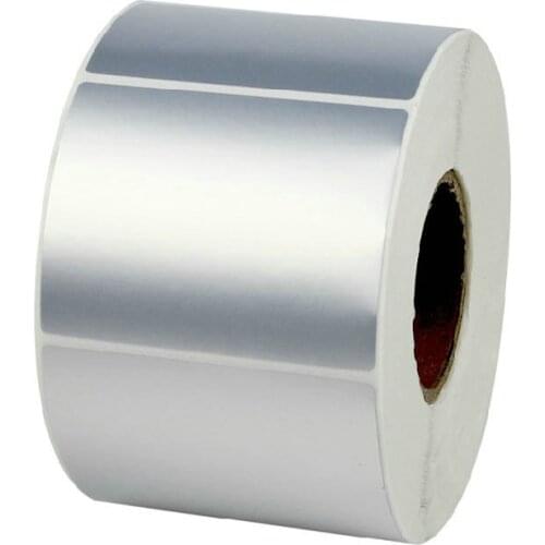 Label Sticker 75*50mm 1000pcs/roll Silver PET Label Waterproof Tearproof Oilproof Barcode Label