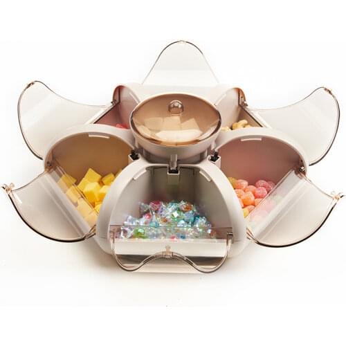 Transparent Press Type Lotus Fruit Box Living Room Fruit Tray Snack Compartment Storage Case Snack Container Storage Tool