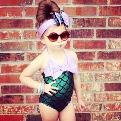 PUDCOCO Stock Mermaid Toddler Kids Girls Swimwear Bikini Set Swimsuit Bathing Suit