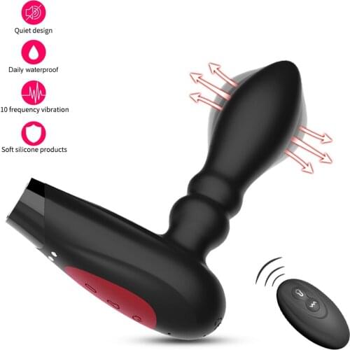 Remote Control Inflatable Vibration Anal Plug Female Masturbator Prostate Stimulator Butt Plug Anal Beads Sex Toys for Couple