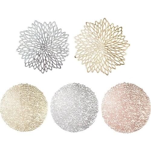 PVC Hollow Insulation Placemat Table Bowl Mats Home Decor Heat Resistant Placemat For Dining Table Tree leave shape Coaster