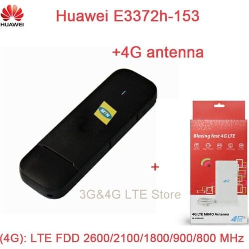 Unlock Huawei E3372h-153 with 4G antenna LTE FDD800/900/1800/2100/2600Mhz Cat4 150Mbps Wireless USB Modem