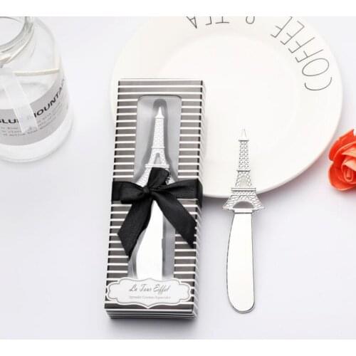 100pcs Paris Tower Butter Knife Cheese Dessert Jam Spreaders in Gift Boxes Wedding Party Gift Favors#202193