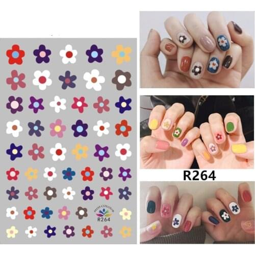 Self-adhesive 3D Stickers for Nails Color Bloom Flowers Nail Art Decorations Small Size Fashion Stickers Women Girl Nail Foils