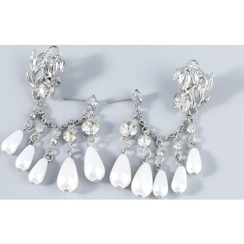 Pauli Manfi Fashion Metal Zircon Imitation Pearl Earrings Girl Creative Popular Dangle Earrings Party Accessories