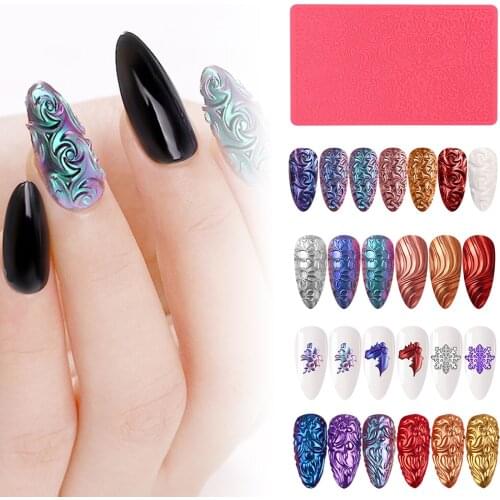 Nail Silicone Printing Template 3D Relief Mold Various Styles And Not Easy To Break Manicure Tool For DIY Salon Nail Decoration