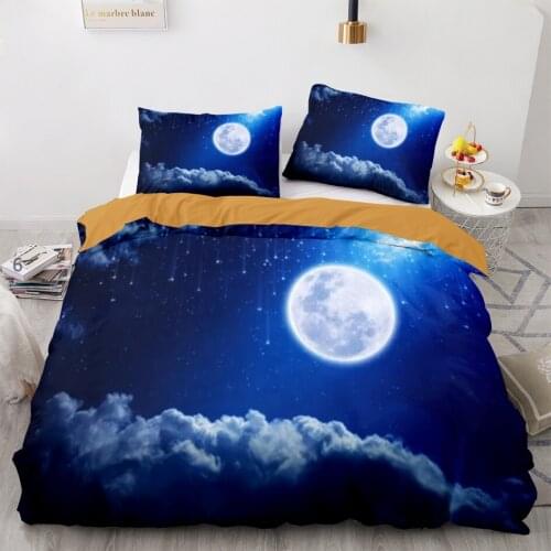 Space Galaxy Aurora Sunset Glow Bedding Set Single Twin Full Queen King Size Sky Stars Moon Bed Set Childrens Kid Duvetcover 10