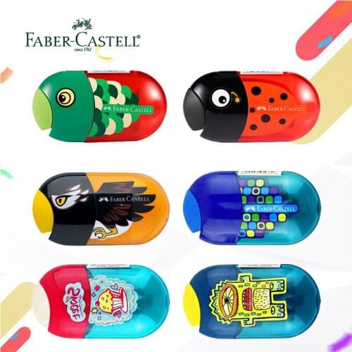 Faber-Castell 1835 Double-hole Pencil Sharpener Color Pencil Planing Pencil Cartoon Compact Rubber Classroom Supplies