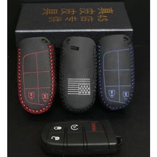 Only Red High grade top quality car key case fit for 13 DODGE JOURNEY leather cover key case sewing by hand car styling