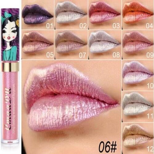 Waterproof Diamond Lipgloss Sexy Metallic Glitter Nude Long Lasting Pink Shimmer Lipgloss Non Stickcup Lipstick Makeup Cosmetics
