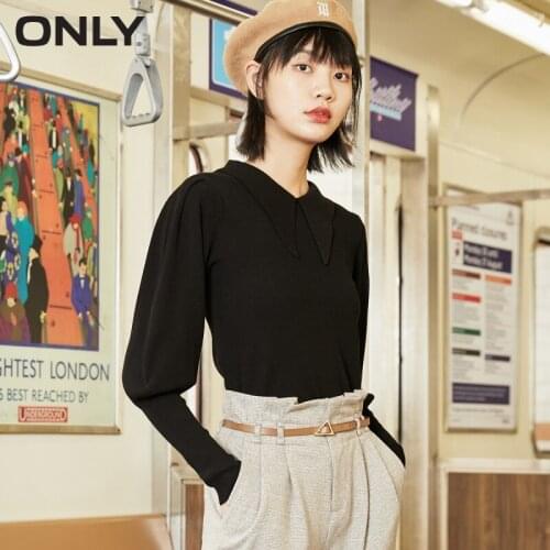ONLY spring new casual slimming slimming lapel bottoming sweater knit sweater women | 120424023