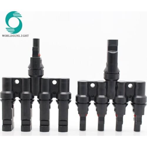 1pair x PV T Branch Parallel Connection 30A 1000V Electrical Connector Photovoltaic 2Pcs Solar Panel Cable Wire Connect