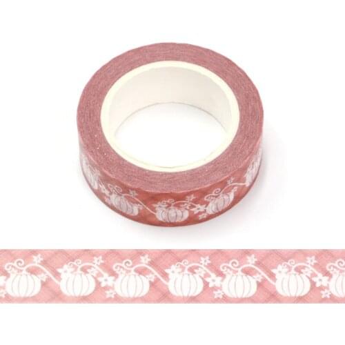 1PC 15mm*10m Thanksgiving White pumpkin Brown Stripes Pink washi tape Masking Decorative Tapes scrapbooking designer stationery
