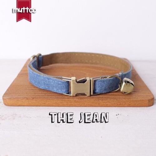 10pcs/lot MUTTCO retail with copper high quality metal buckle collar for cat THE JEAN design cat collar 2 sizes UCC035T