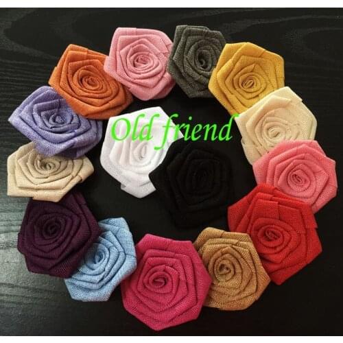 2.7 inch Burlap Rosette Flowers DIY Fabric Rose Flower for Headband, Hair clips, Clothing 10pcs/lot