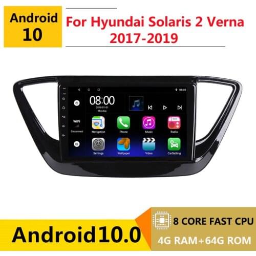 2 din 8 core android 10 car radio auto stereo for Hyundai Solaris 2 Verna 2017 2018 2019 navigation GPS DVD Multimedia Player